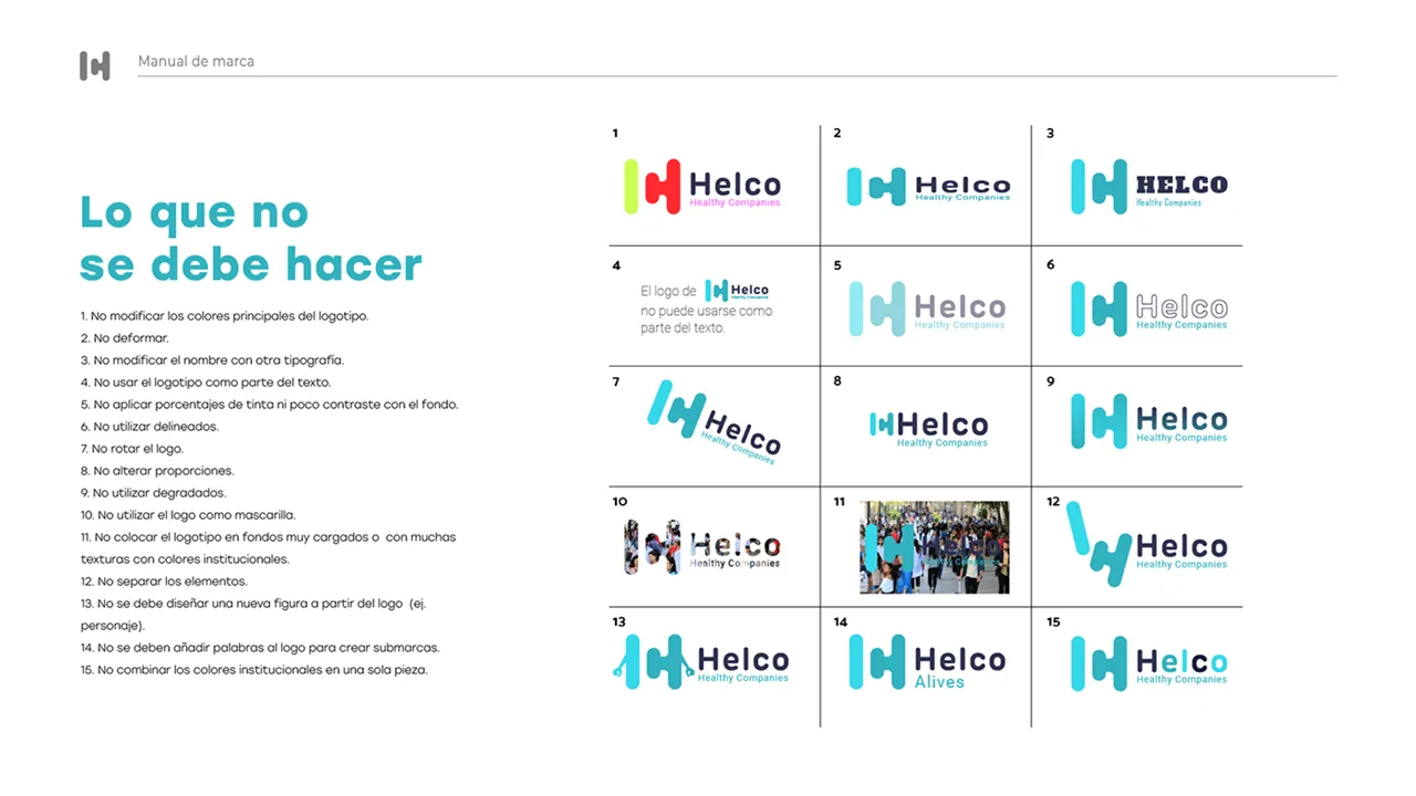 Helco Logo usos incorrectos